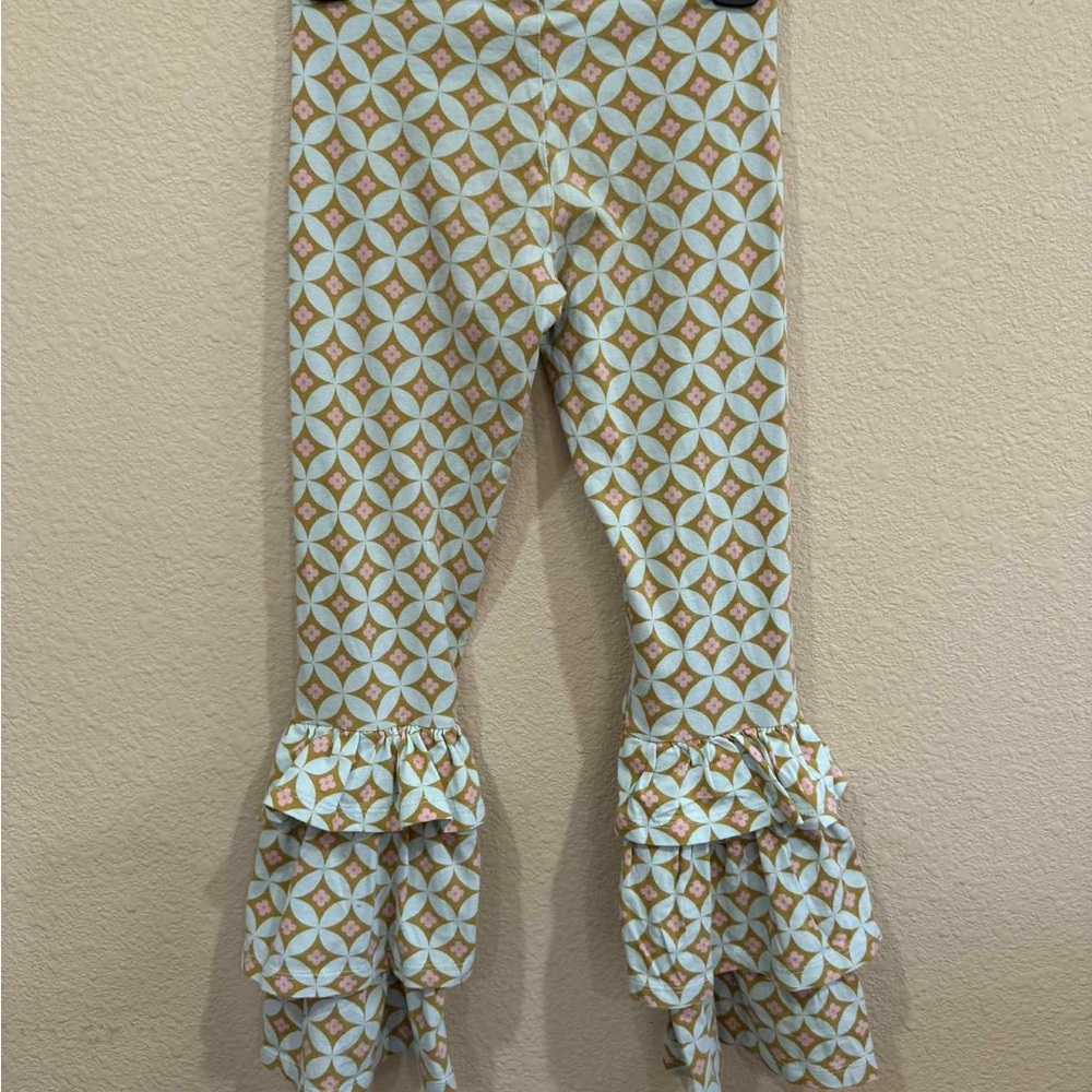 Matilda Jane Geometric Ruffle Leggings - Blue and Brown - Picture 4 of 4